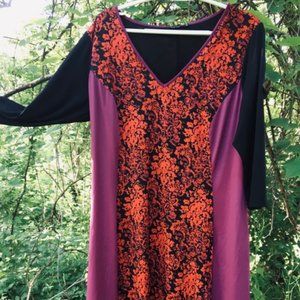 Striking NWOT, Dress, 2X In Magenta, ,Red, & Black